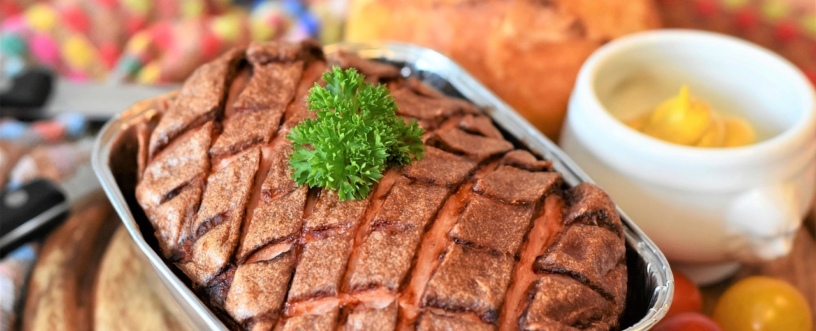 Frisch gebackener Leberkäse